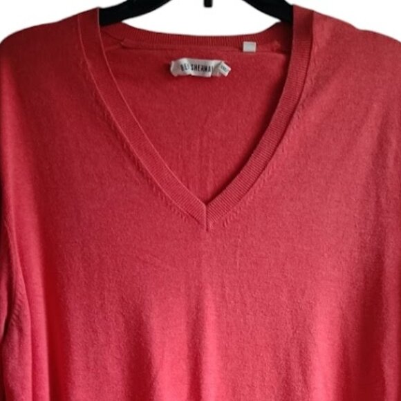 XXL🍂 BEN SHERMAN Men's Casual Orange V Neck Cotton Sweater Pullover - Picture 2 of 9